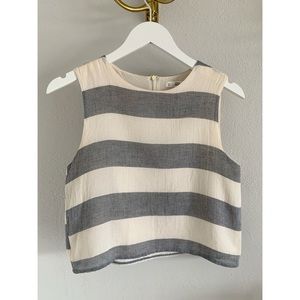 Cream & Navy Stripe Crop Top